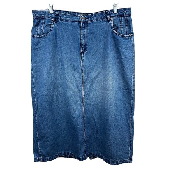 Jessica London Vintage Denim Skirt Long Modest Plus Size 20 Church Prairie - Picture 1 of 10
